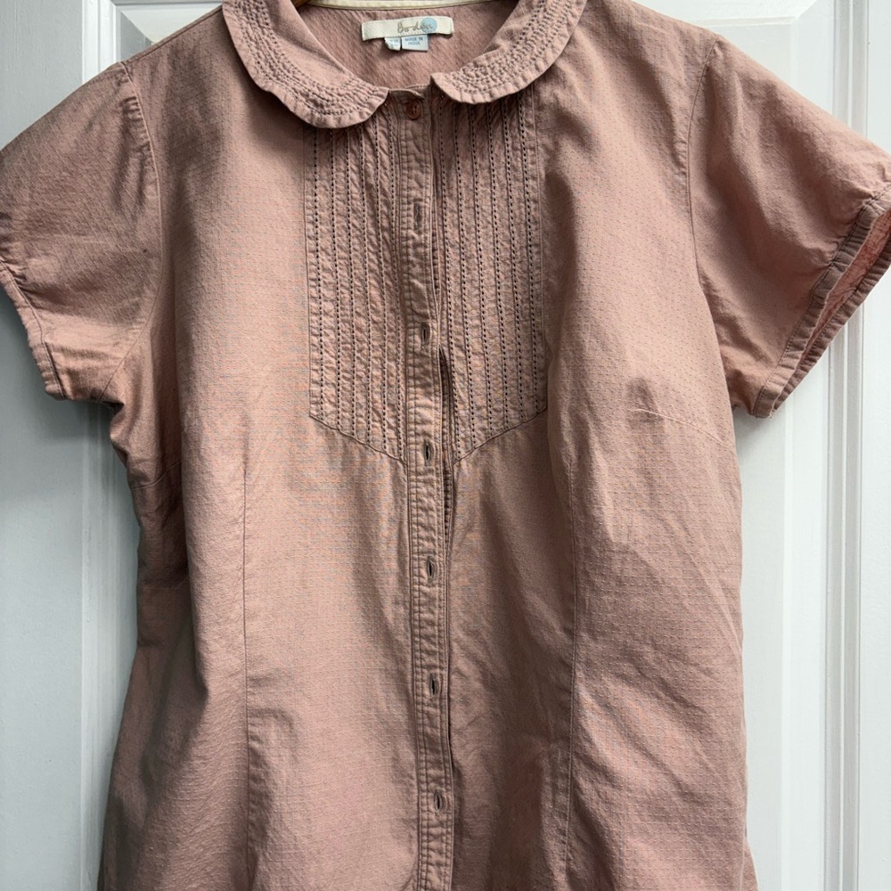 Boden Pink Short Sleeve Button Down Blouse